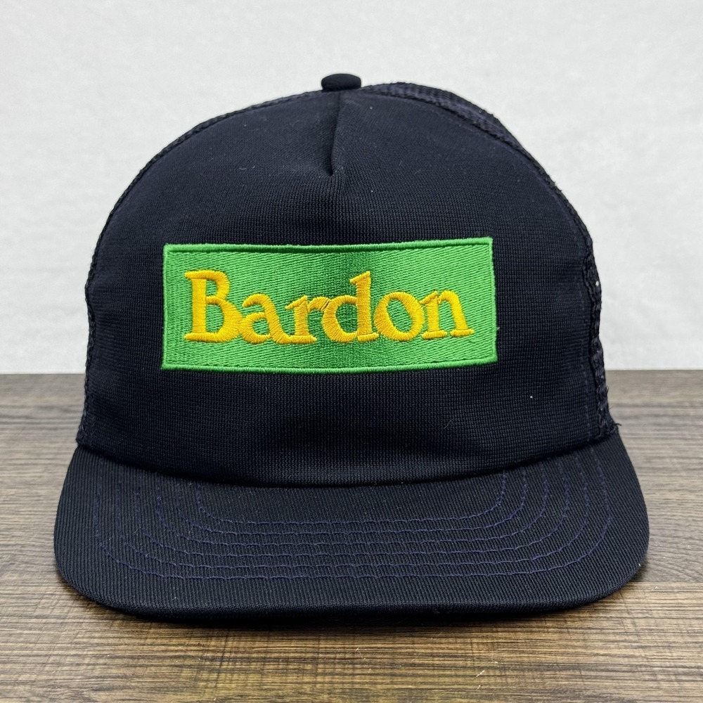 Vintage Bardon Hat Cap Snap Back Navy Mesh Trucker Patch Mens‎ USA 1980s